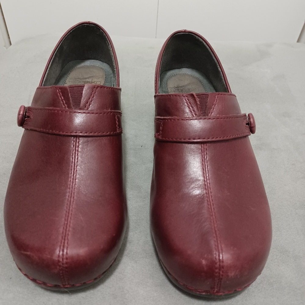 Dansko Burgundy Leather Clogs